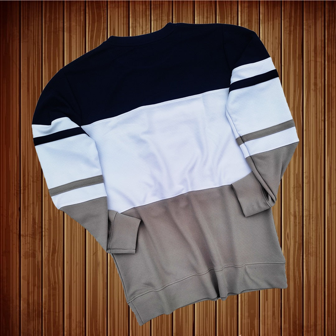 Full sleeve Lycra Navy, Steel Grey and White with two stripes