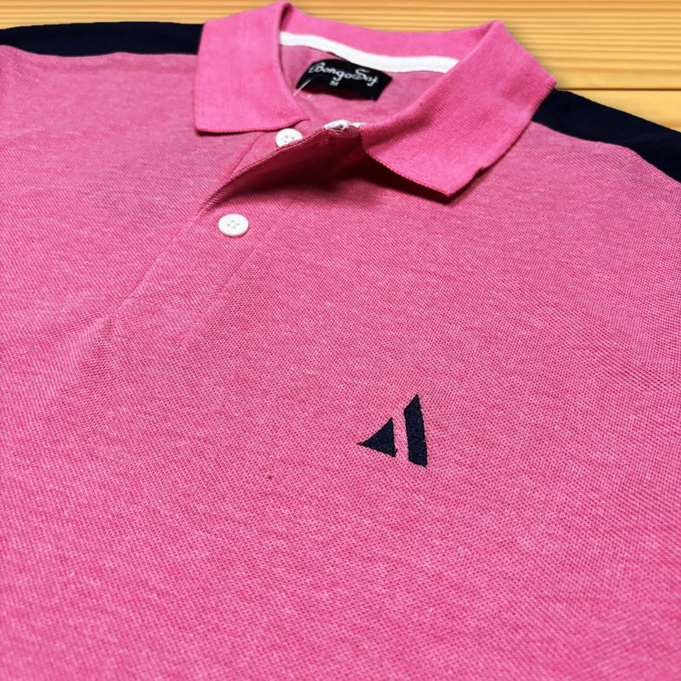 Men stylish T Shirt Brick Pink With Navy Blue Shoulder cut