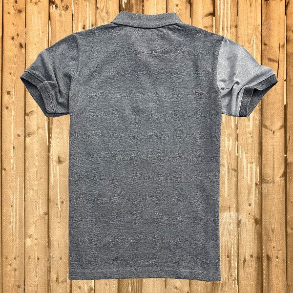 Mens Premium T-Shirt Charcoal Melange, Grey with Red vertical stripe