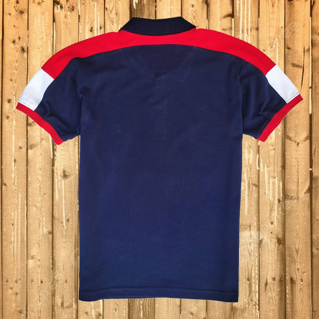 Men stylish T Shirt Navy Blue With Red Shoulder cut