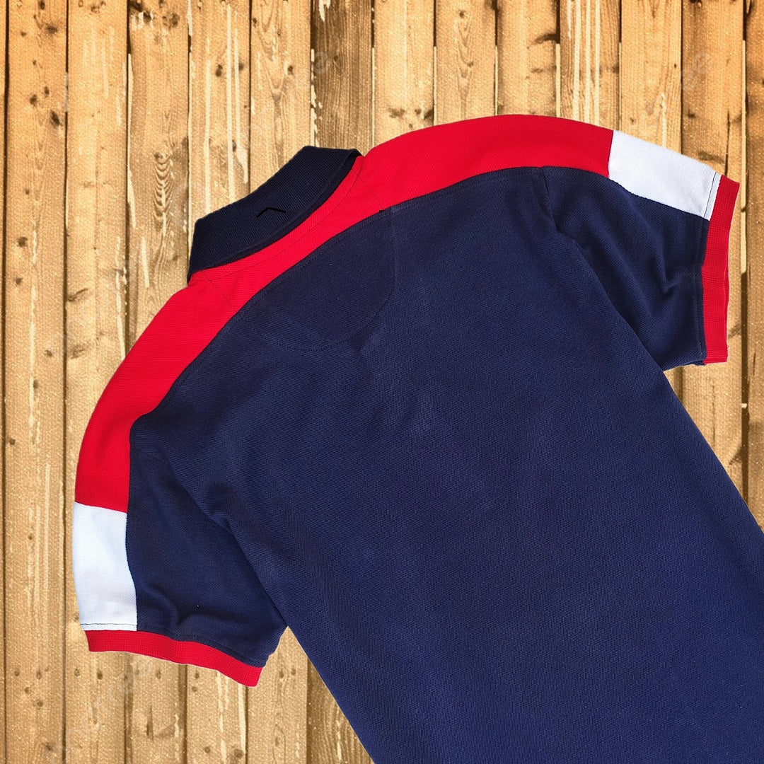 Men stylish T Shirt Navy Blue With Red Shoulder cut