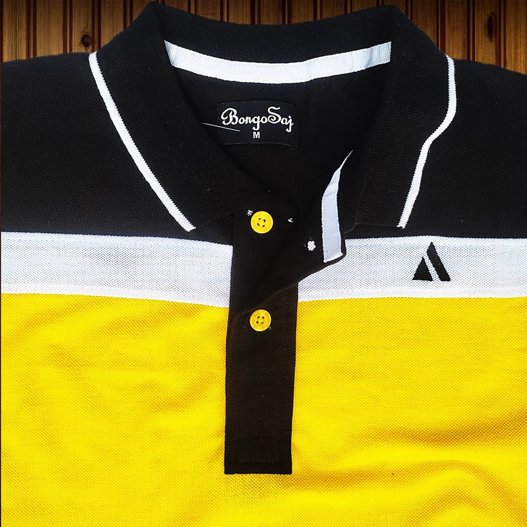Men premium T Shirt Black, Yellow and White New