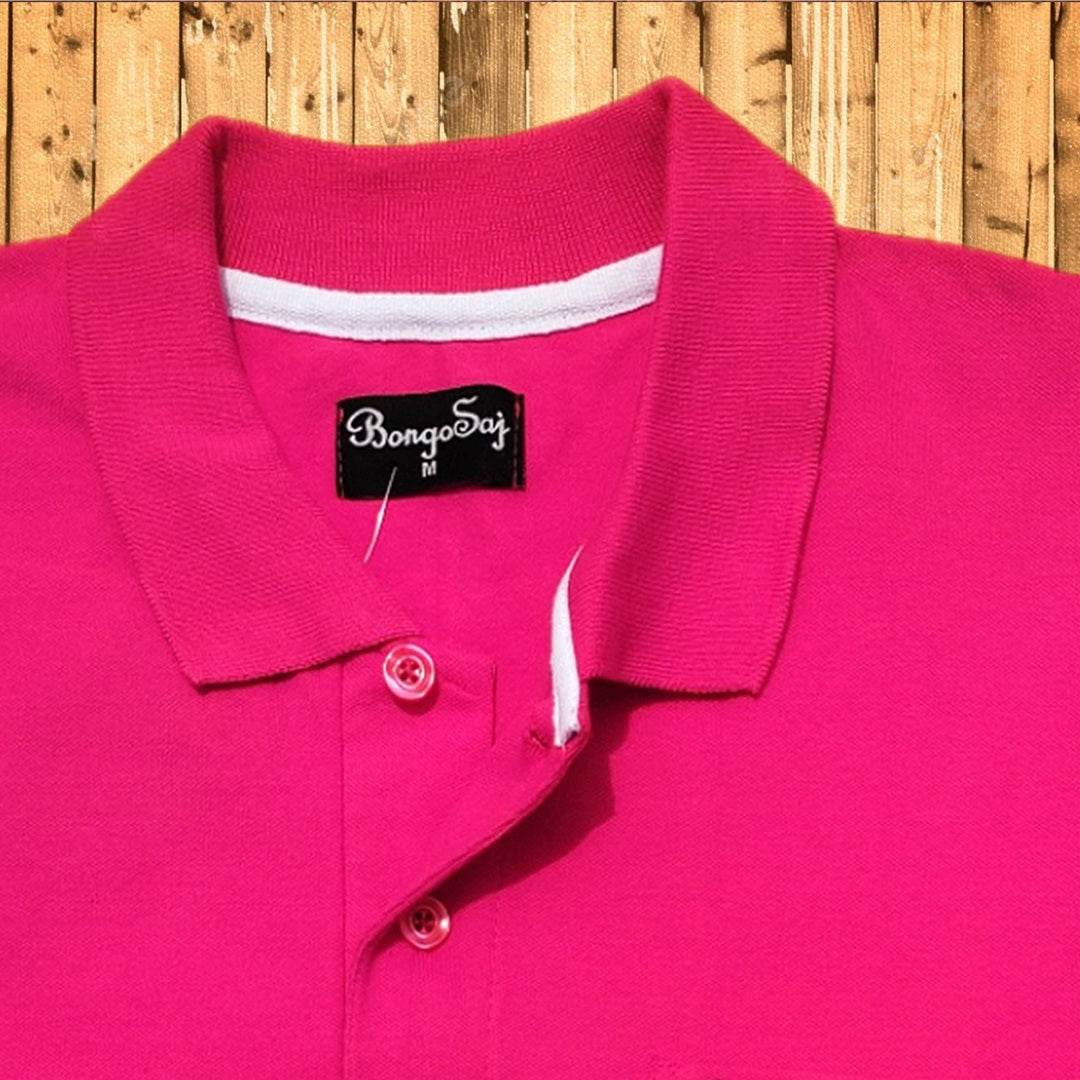 Men stylish T-Shirt Magenta Pink plain, with Pocket