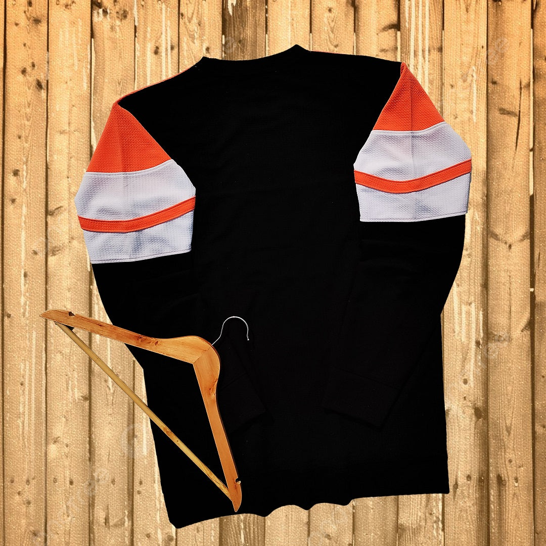 Men Full sleeve Popcorn Lycra T Shirt Peach and black stripe