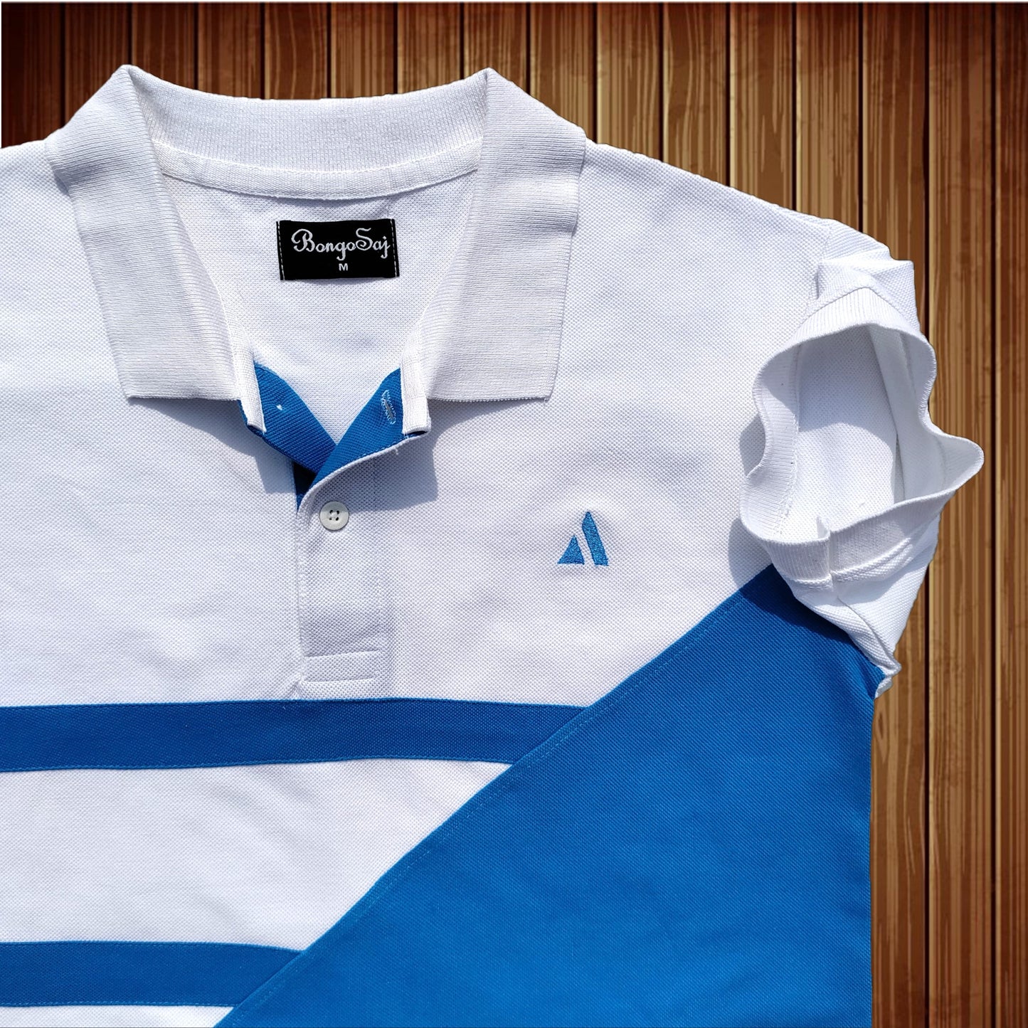 Stylish Men T Shirt White & Indian Blue Premium New