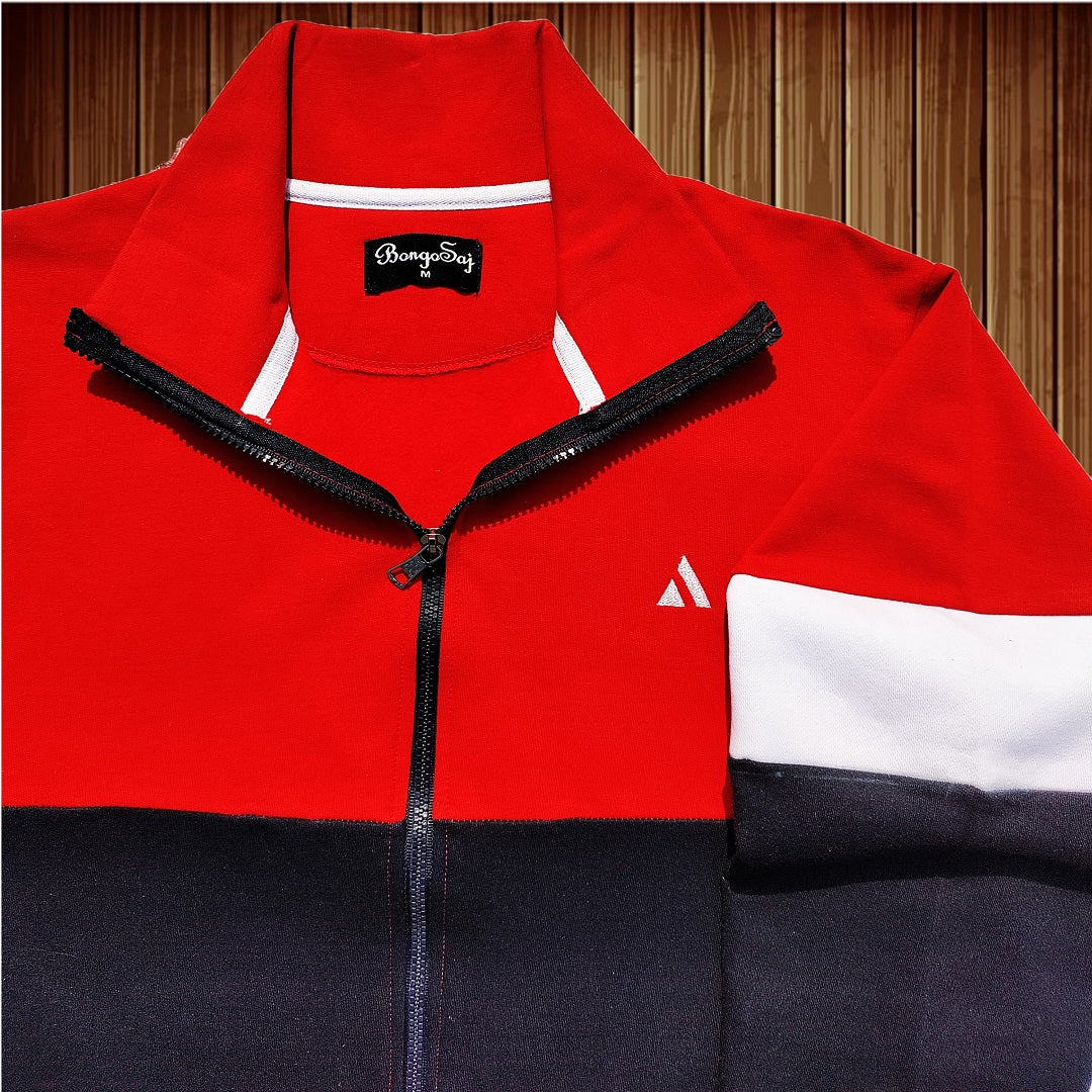 Men Full Sleeve Red With Navy Blue, Sweat Jacket