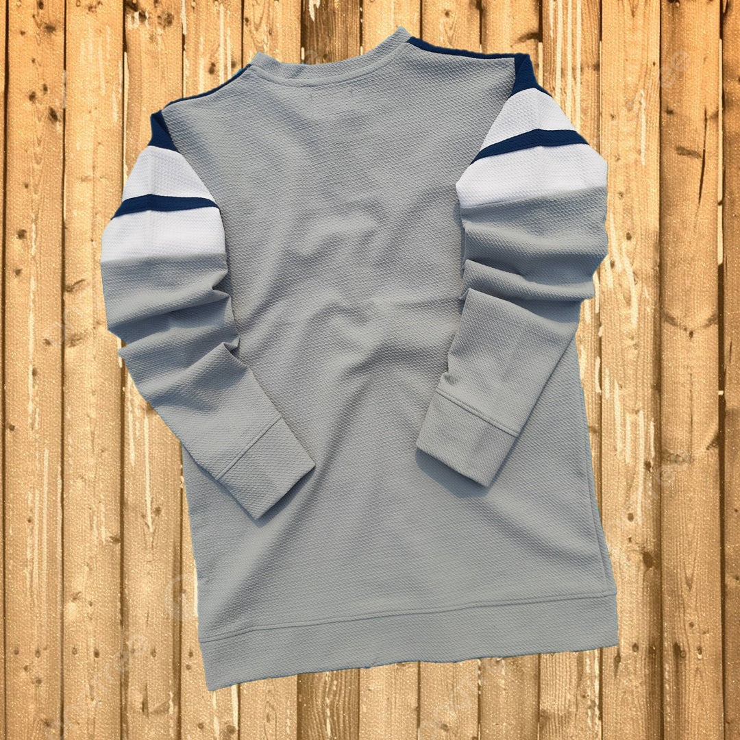 New Popcorn Lycra light winter T Shirt Navy Blue, White Grey with stripe